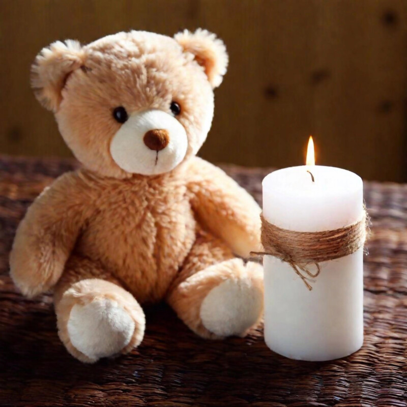 kinderlos-gluecklich teddy mit kerze