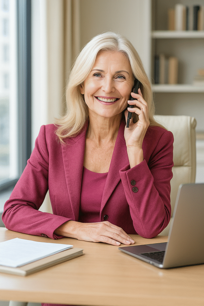 kontakt lifestylegebiet-50plus - reife dame telefoniert