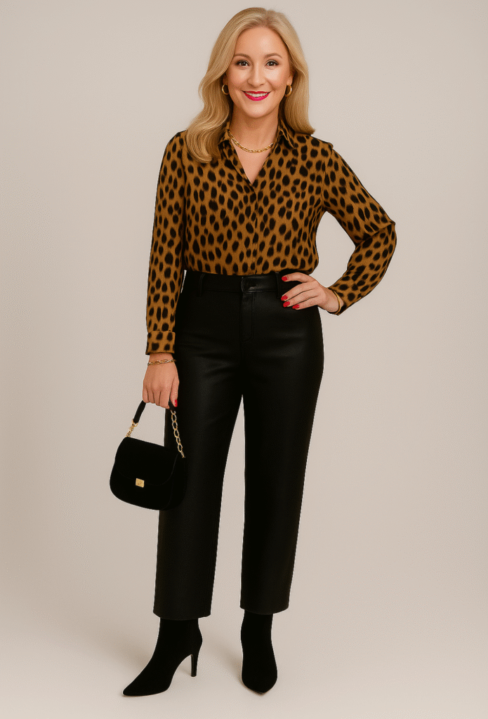 animalprints-mit-50plus-leo-bluse-lederhose-ankle-boots-goldschmuck